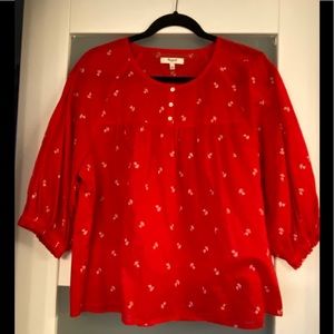 Madewell Red with White Floral Top